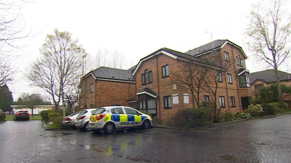 Police outside the scene at Alwold Court, Barnes Hill, Selly Oak