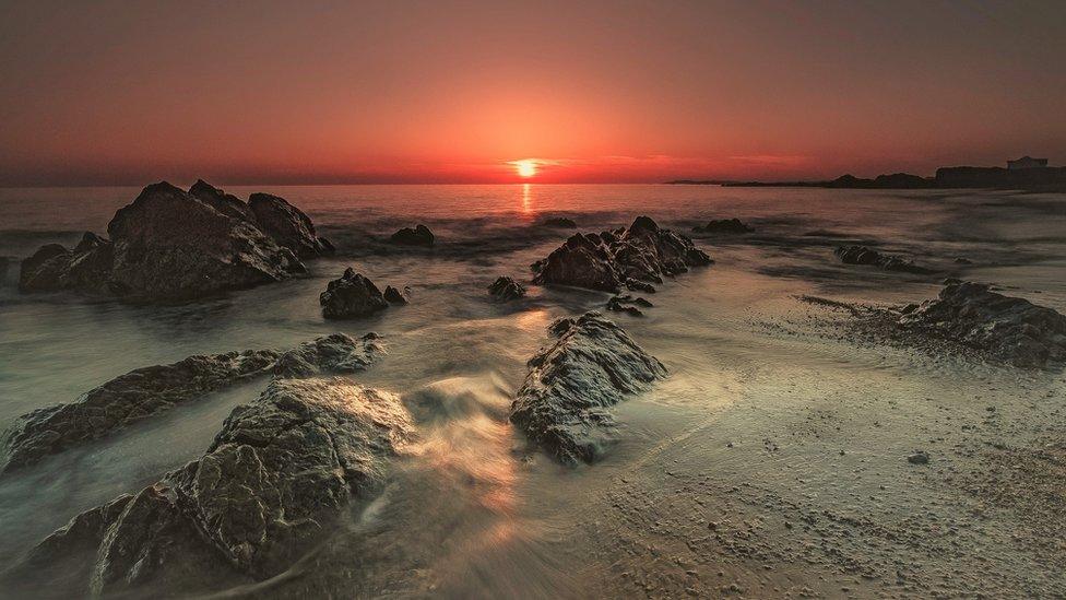 Sunset at Ty'n Tywyn beach on Anglesey