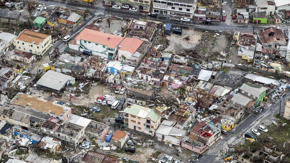 Wrecked houses from above