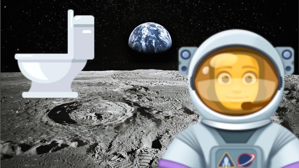 moon with astronaut and toilet emojis