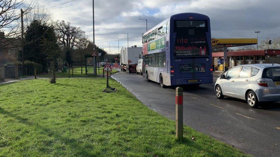 Traffic queuing in Wroxham