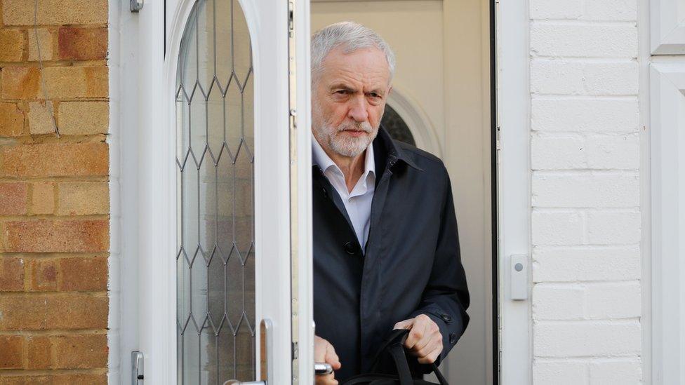 Jeremy Corbyn leaves his home