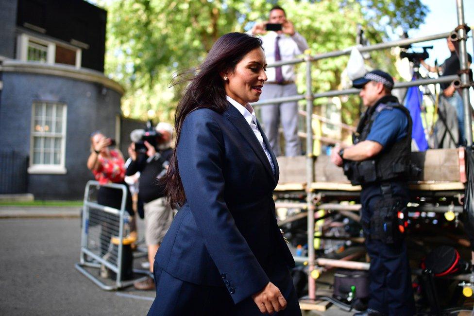 Priti Patel leaves Downing Street