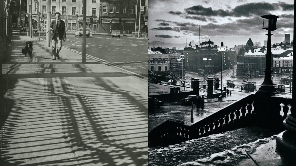 Shadows on a Liverpool pavement and the steps of the city's museum