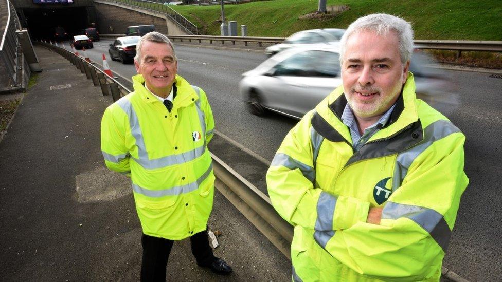 North East Joint Transport Committee chairman Martin Gannon and TT2 chief executive Phil Smith at the Tyne Tunnel