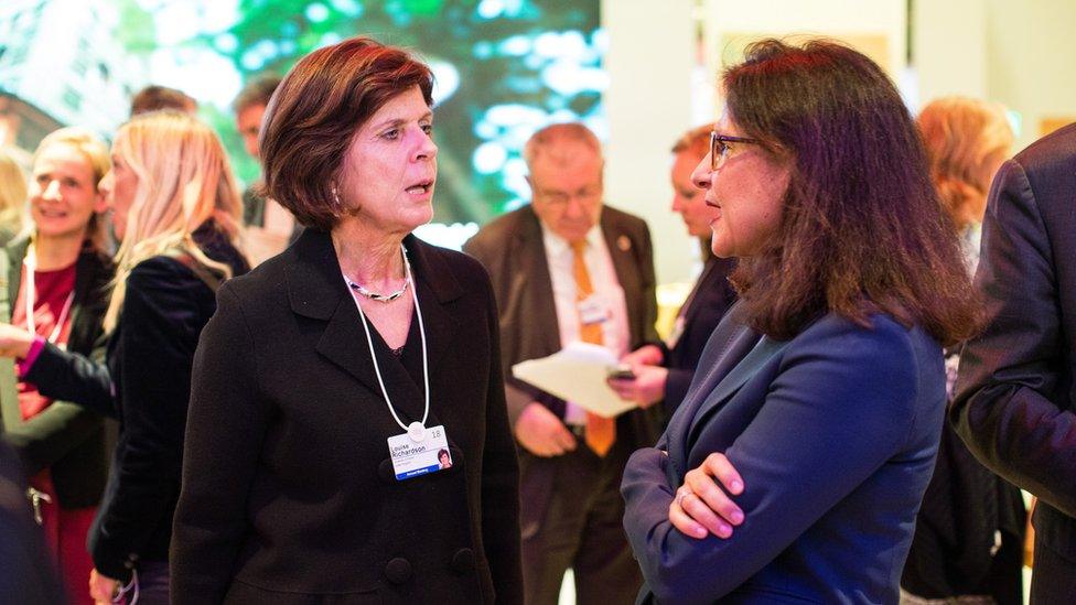 Women delegates at the Annual Meeting 2018 of the World Economic Forum in Davos, January 24, 2018