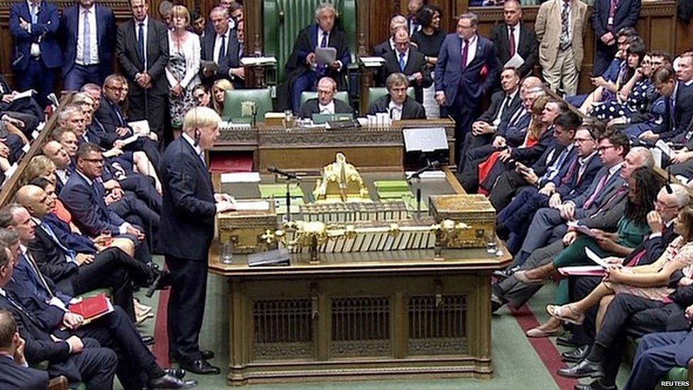 Boris Johnson speaking for the first time as prime minister in the Commons