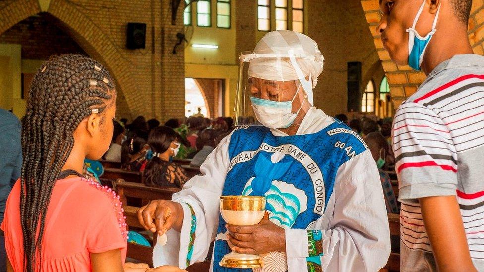 Communion in Kinshasa, DR Congo, 16 Aug 20