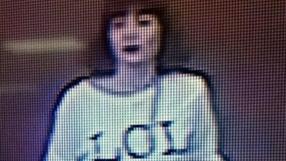 Grainy image shows a woman with brown hair wearing a T-shirt with the letters "LOL" emblazoned on it