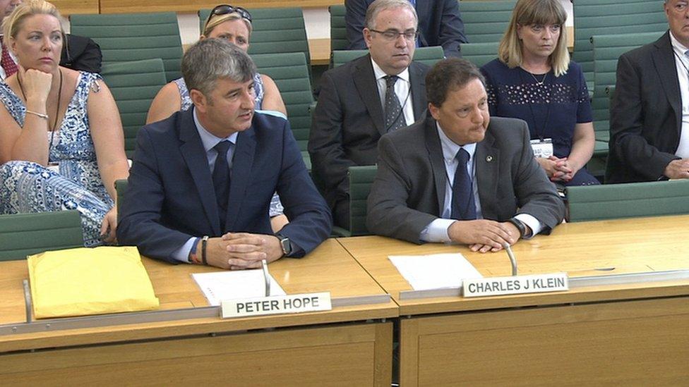 Peter Hope of Vauxhall and Charles Klein of GM at the Transport Select Committee hearing