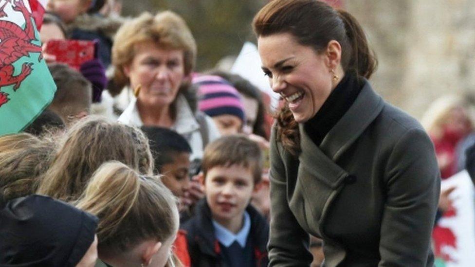 Duchess of Cambridge speaks to the crowds