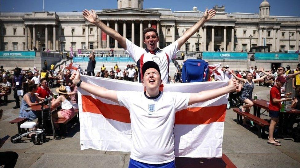 Fans in Trafalgar Square