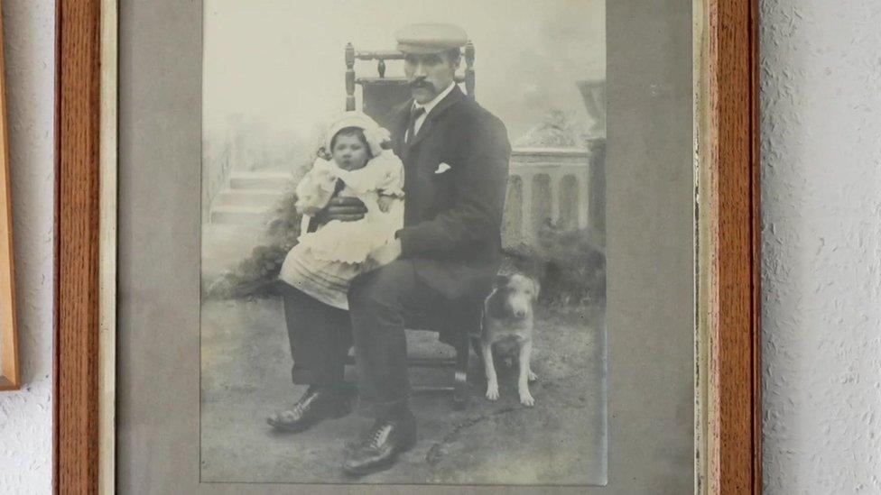 Clive's grandfather and father as a baby