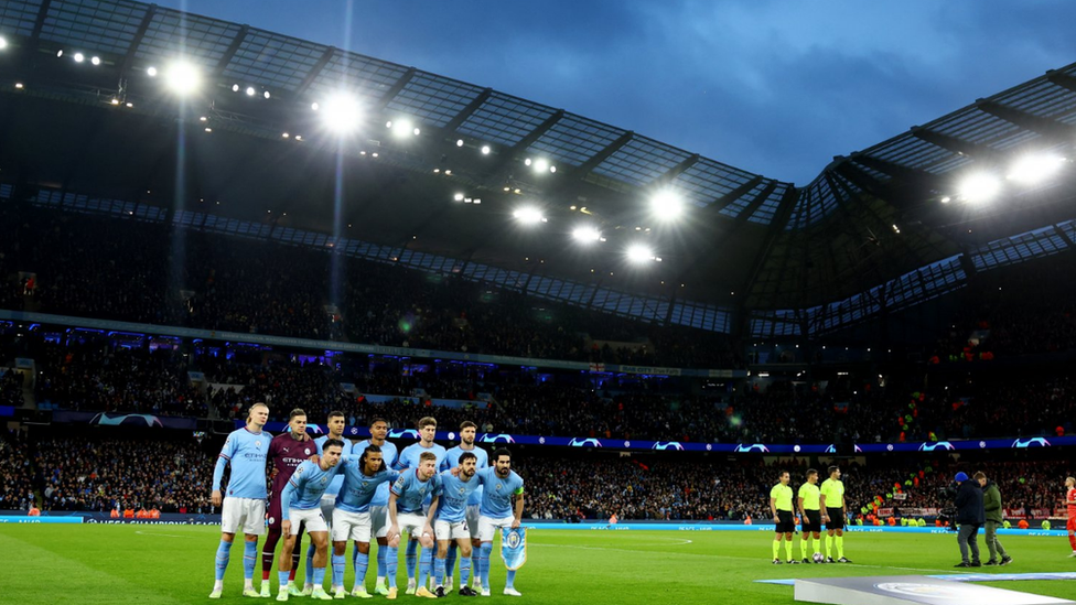 Manchester City in Champions League action at the Etihad