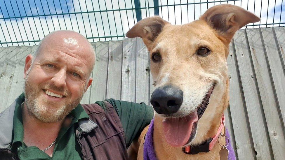 Jake with Kevin Johnson of Dogs Trust Leeds