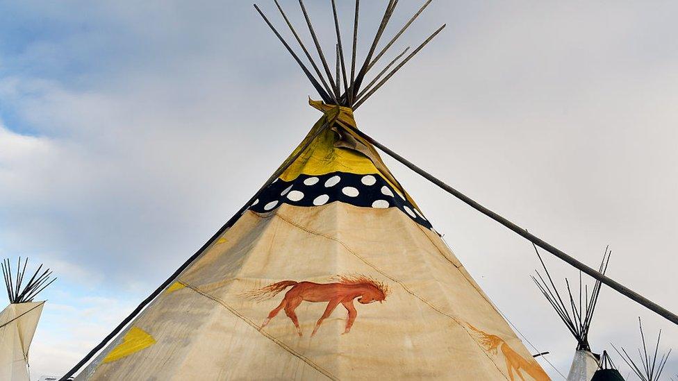 Image shows the Standing Rock Sioux Reservation in Cannon Ball, North Dakota