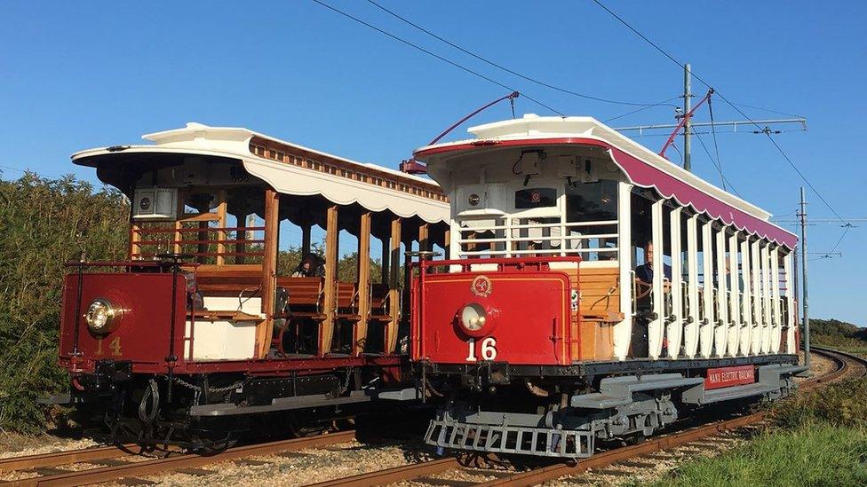 MER trams on the track