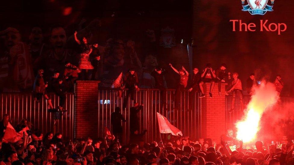 Liverpool fans celebrate