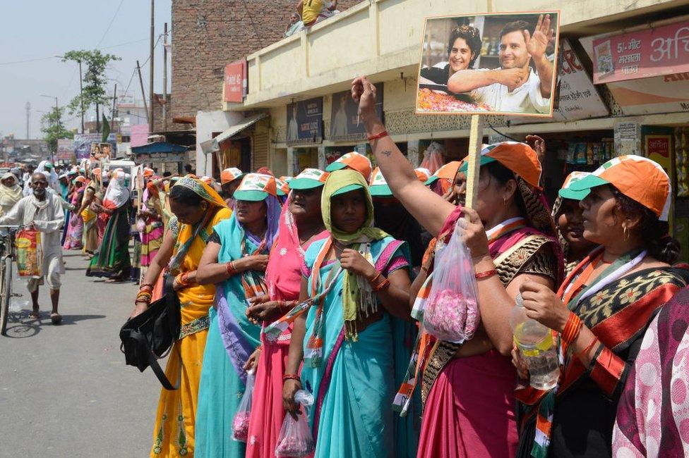 Supporters of Congress Party waits for Party President, Rahul Gandhi as he will arrive to file his nomination from Amethi Constituency, in Uttar Pradesh.