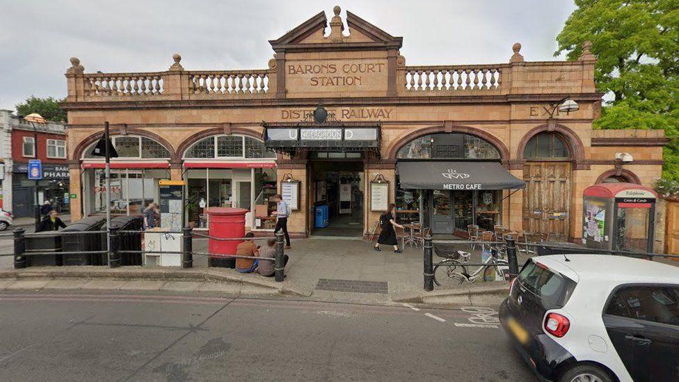 StreetView image of the entrance to Baron's Court station