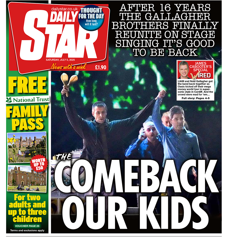 The Daily Star headline reads "the comeback our kids"