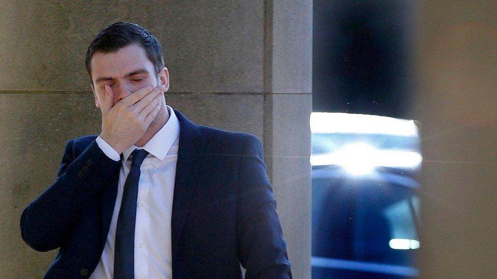 Footballer Adam Johnson arrives at Bradford Crown Court