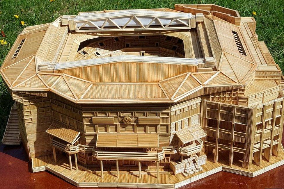 Toothpick replica of Wimbledon