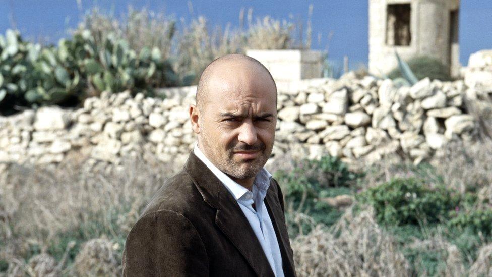 Italian actor Luca Zingaretti in the TV mini-series Inspector Montalbano, Sicily, 2000