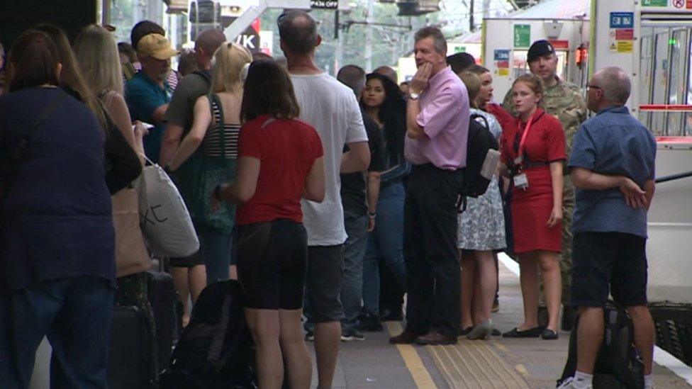 Passengers waiting for onward trains at Peterborough