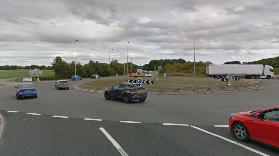 The roundabout off the slip road near junction 8A on the M40 in Wheatley, Oxfordshire