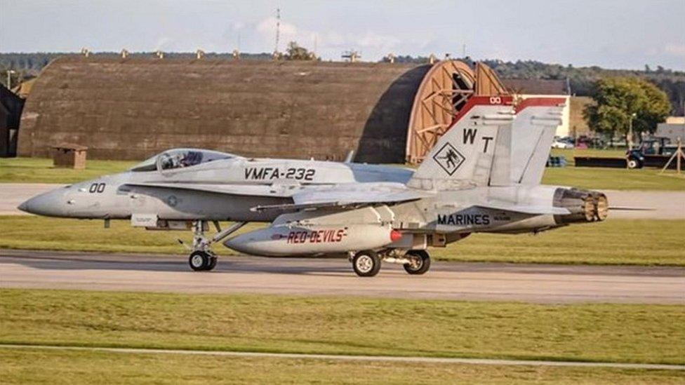 A photograph believed to be of the actual F-18 which later crashed in Redmere, Cambridgeshire