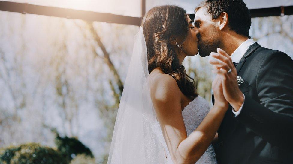 A couple on their wedding day