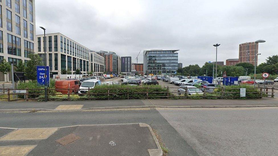 The car park area where the development would be built if approved