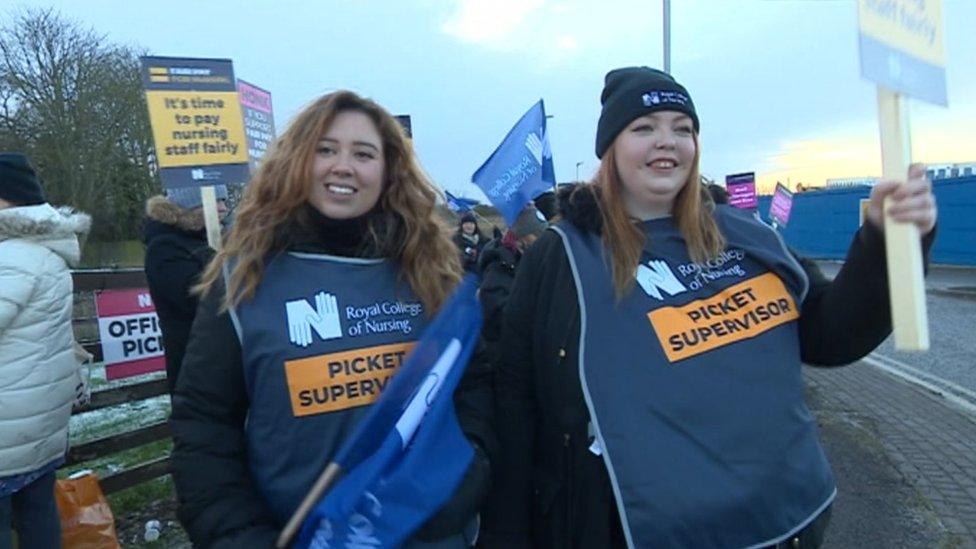 Bethany and RCN colleague on the picket line