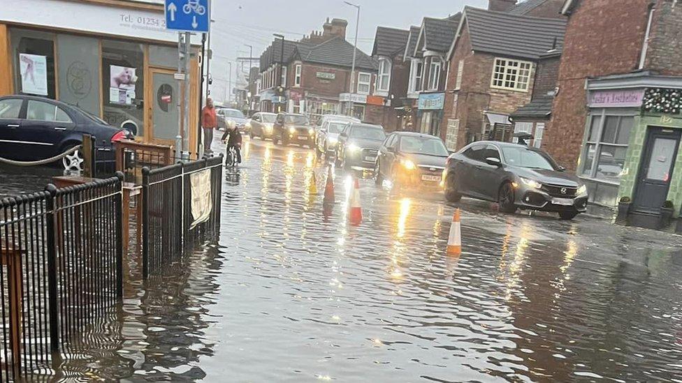 Flood water on Castle Road, Bedford