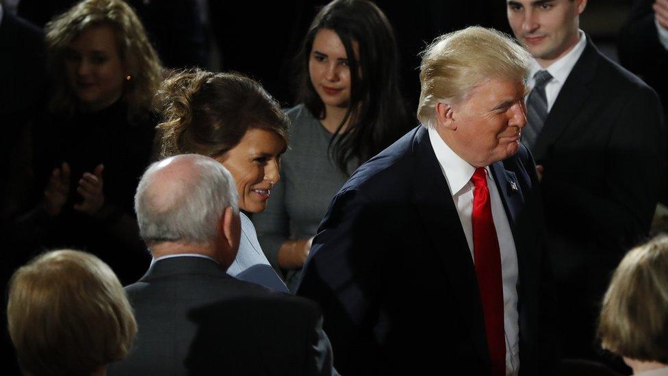 President Trump and the First Lady attend the presidential lunch