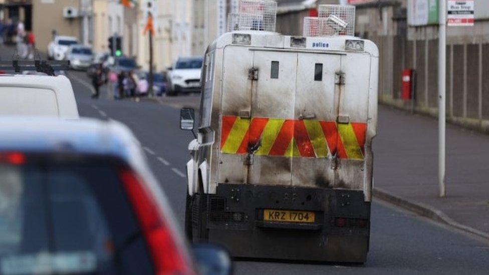 Burnt police Land Rover