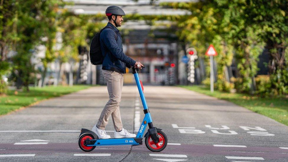 Man on a scooter