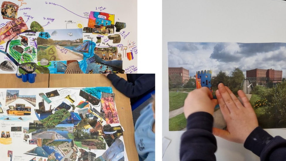 Children's collages of Western Harbour scheme