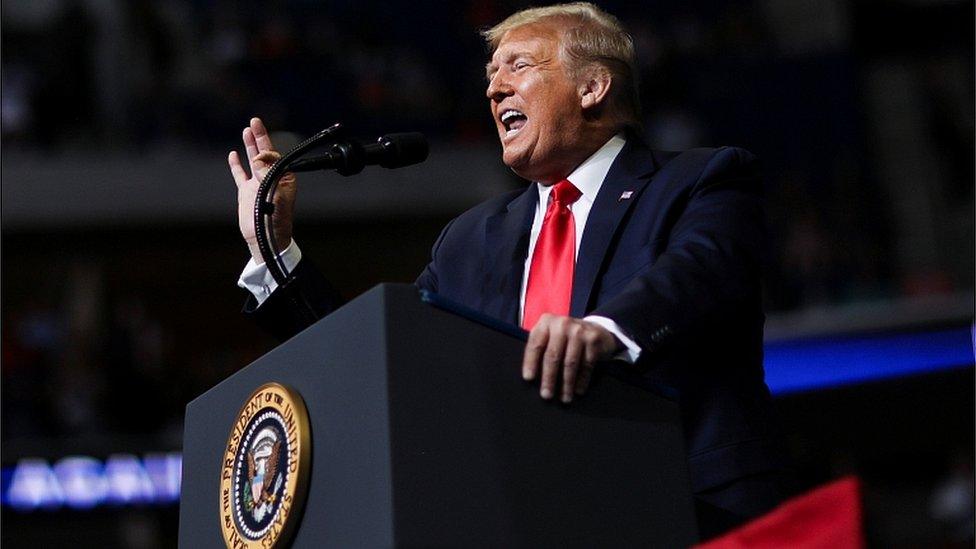 Donald Trump at the BOK Center in Tulsa, Oklahoma,, June 20, 2020.