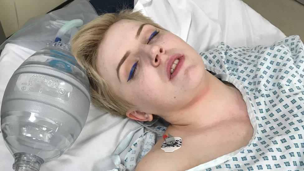 Natasha Coates in hospital after a bad allergic reaction