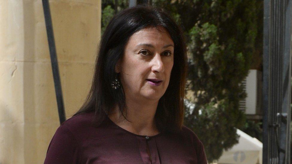 Daphne Caruana Galizia arriving at a court in Malta, 27 April 2017