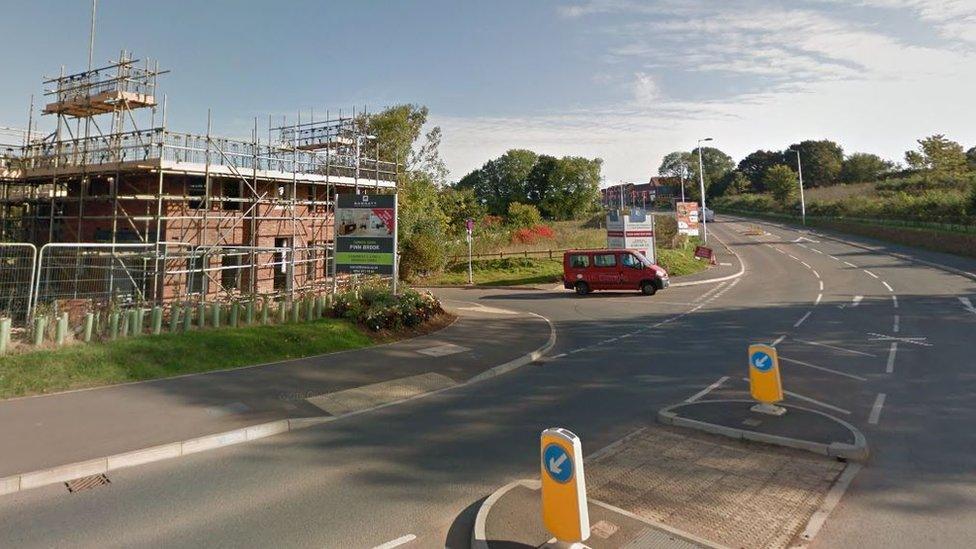 The junction of Tithebarn Way and Pinn Lane in Exeter