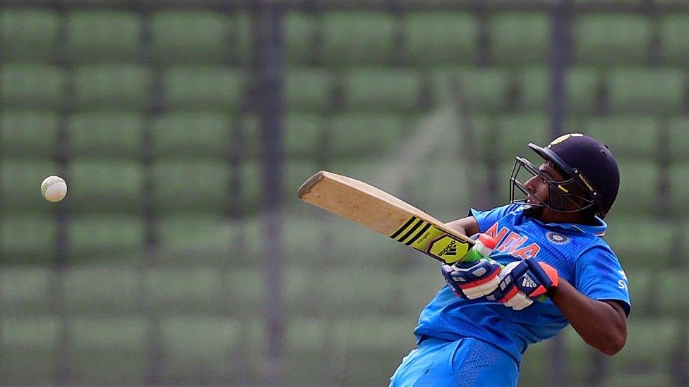 Sarfaraz Khan of India bats during the ICC U19 World Cup Final Match between India and West Indies on February 14, 2016 in Dhaka, Bangladesh