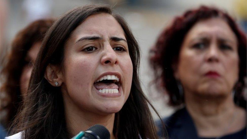 Patricia Ceballos, wife of jailed former mayor Daniel Ceballos, talks to the media outside a detention centre of the Bolivarian National Intelligence Service (SEBIN), where a riot occurred, according to relatives, in Caracas, Venezuela May 16, 2018