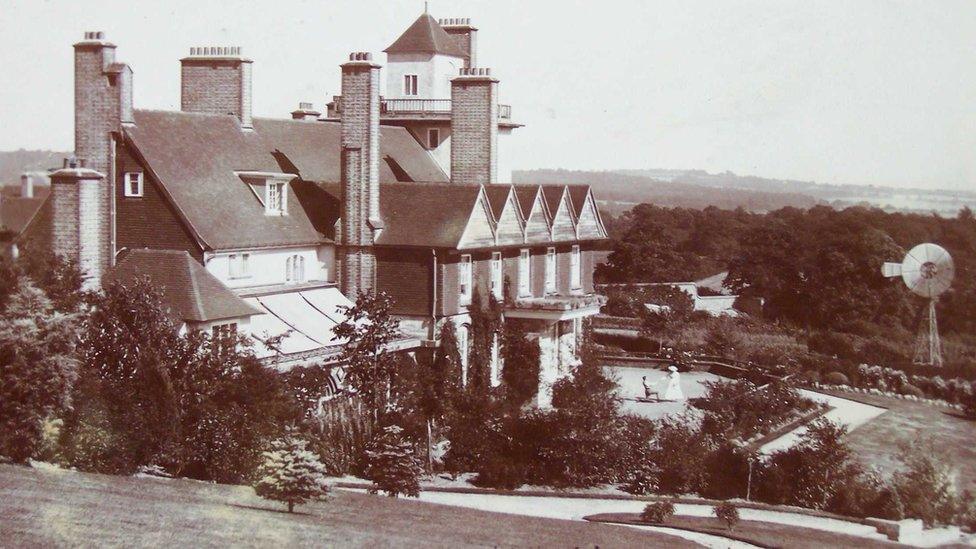 View of the house from the upper lawn