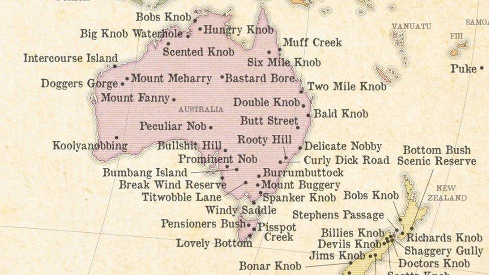 This is a photo of Australia's rudest place names