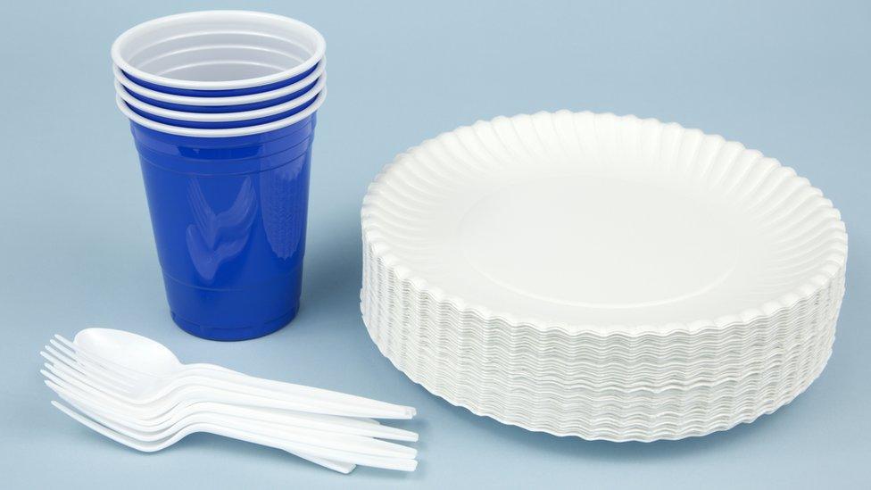 Plastic plates and cutlery