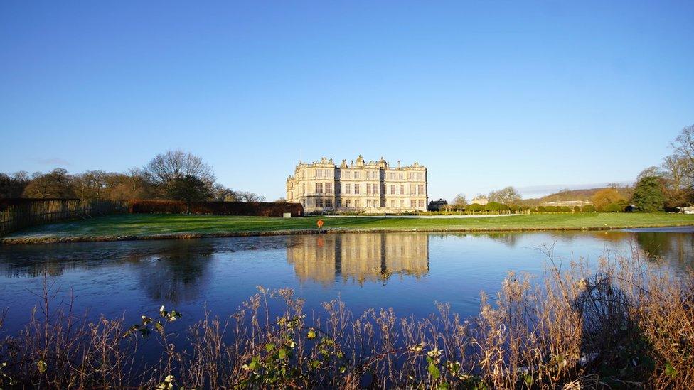 Longleat House showing Half Mile Pond taken in February 2021