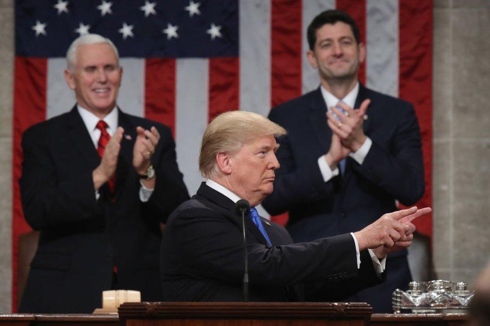 Trump addressing the chamber